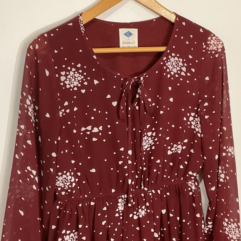 Burgundy/Red Wild Blue Sadie Robertson Long Sleve Heart Dress Size M